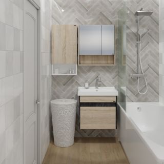 Шкаф Санта Мира 700469 над стиральной машиной 40 см разобранный янтарный/белый